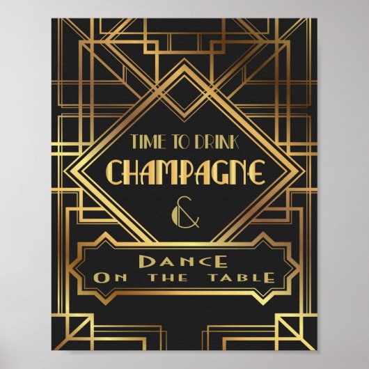 Gatsby geïnspireerde Tijd om Champagne Poster te d (Voorkant)