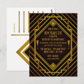 Gatsby Gold 1920 Nieuwjaarsfeest Uitnodiging (Voorkant / Achterkant)