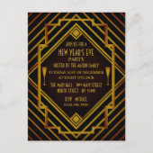 Gatsby Gold 1920 Nieuwjaarsfeest Uitnodiging (Voorkant)