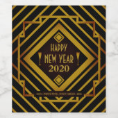 Gatsby Gold 1920's Happy Nieuwjaar Wijn Etiket (Enkel label)