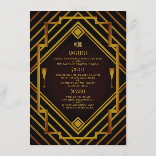 Gatsby Gold 1920's Nieuwjaarsmenu Menu (Voorkant)