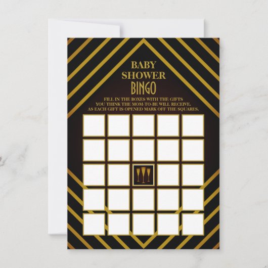 Gatsby Gold 2020 Baby shower Bingo Kaart (Voorkant)