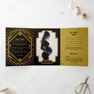 Gatsby Gold 2020 Baby shower Suite Drieluik Uitnodiging