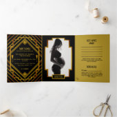Gatsby Gold 2020 Baby shower Suite Drieluik Uitnodiging (Binnen)