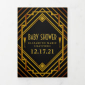 Gatsby Gold 2020 Baby shower Suite Drieluik Uitnodiging (Cover)