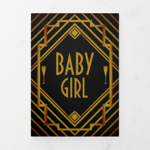 Gatsby Gold 2020's, 5 Fotocollage Baby Geboorte Drieluik Aankondiging
