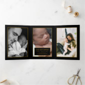 Gatsby Gold 2020's, 5 Fotocollage Baby Geboorte Drieluik Aankondiging (Binnen)