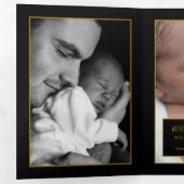 Gatsby Gold 2020's, 5 Fotocollage Baby Geboorte Drieluik Aankondiging (Binnenzijde eerst)