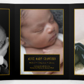 Gatsby Gold 2020's, 5 Fotocollage Baby Geboorte Drieluik Aankondiging (Binnenkant midden)