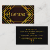 Gatsby Gold 2020's Baby shower Ticket Invitation Informatiekaartje (Voorkant / Achterkant)