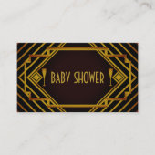 Gatsby Gold 2020's Baby shower Ticket Invitation Informatiekaartje (Voorkant)