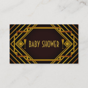 Gatsby Gold 2020's Baby shower Ticket Invitation Informatiekaartje