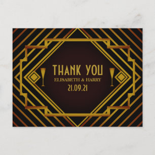 Gatsby Gold 2020's Bruiloft Dank U Briefkaart