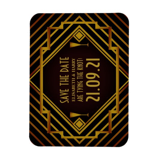 Gatsby Gold 2020's huwelijk bewaart de datum Magneet (Verticaal)
