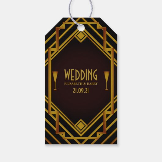 Gatsby Gold 2020's huwelijk Cadeaulabel (Voorkant)