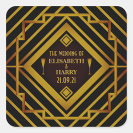 Gatsby Gold 2020's huwelijk Vierkante Sticker