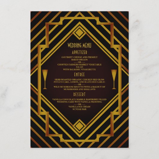 Gatsby Gold 2020's huwelijksmenu Menu (Voorkant)