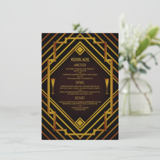 Gatsby Gold 2020's huwelijksmenu Menu (Staand voorkant)