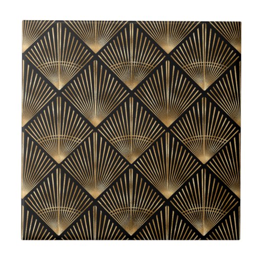Gatsby Gold Art Deco Fan Pattern ID1188 Tegeltje (Voorkant)