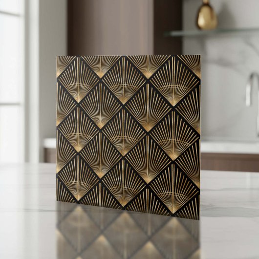 Gatsby Gold Art Deco Fan Pattern ID1188 Tegeltje