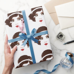 Gatsby Gold Flapper Birthday Vrijgezellenfeest Par Cadeaupapier