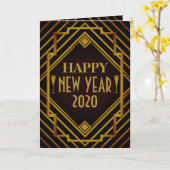 Gatsby Gold Nieuwjaarsgroet 1920 Kaart (Gele Bloem)