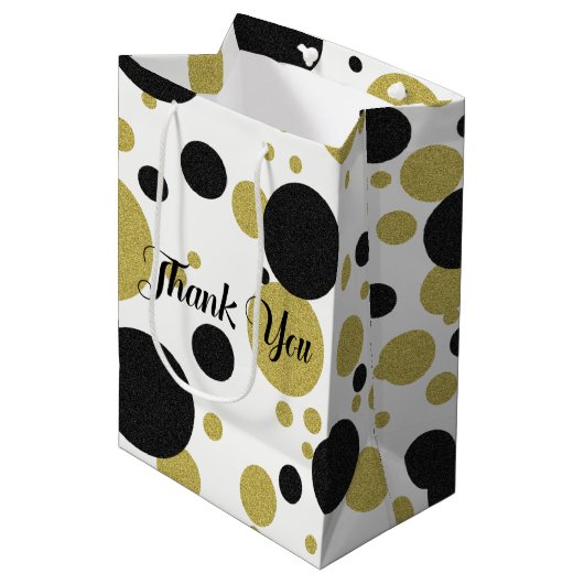 Gatsby Gold Sparkle & Shimmer Polka-Dot Party Bag Medium Cadeauzakje (Voorkant Gekanteld)