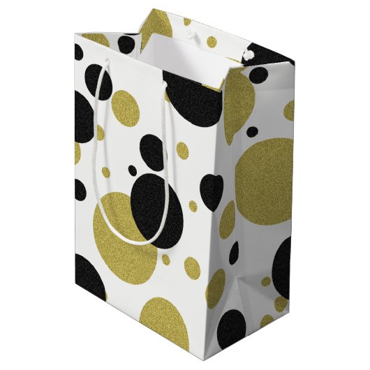 Gatsby Gold Sparkle & Shimmer Polka-Dot Party Bag Medium Cadeauzakje (Achterkant Gekanteld)