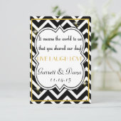 Gatsby Gold Wedding Suite Bedankt Party Table Kaart (Staand voorkant)