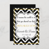 Gatsby Gold Wedding Suite Bedankt Party Table Kaart (Voorkant / Achterkant)