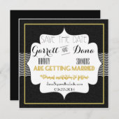 Gatsby Gold Wedding Suite Bruidsfeest Save The Date (Voorkant / Achterkant)