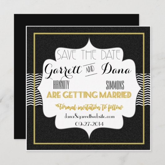Gatsby Gold Wedding Suite Bruidsfeest Save The Date (Voorkant / Achterkant)