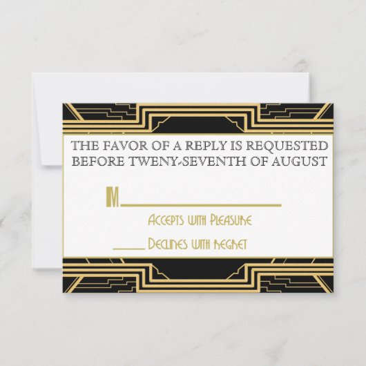Gatsby Gold Wedding Suite ceremonie RSVP Party (Voorkant)