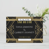 Gatsby Gold Wedding Suite Ceremony Party Save The Date (Staand voorkant)