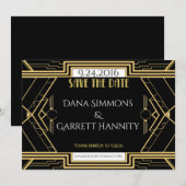 Gatsby Gold Wedding Suite Ceremony Party Save The Date (Voorkant / Achterkant)
