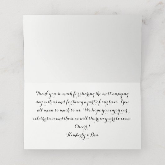 Gatsby Gold Wedding Suite Hartelijk dank, partijge Plaatskaartje (Binnenkant ongevouwen)