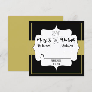 Gatsby Gold Wedding Suite Reception Party RSVP Kaart