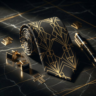 Gatsby Goud Art Deco  Stropdas