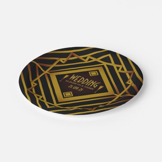 Gatsby Goud Bruiloft 2020 Papieren Bordje (Gekanteld)