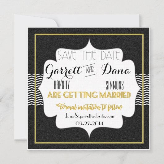 Gatsby Goud Bruiloft Suite Bruidsfeest Save The Date (Voorkant)