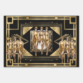 Gatsby goud Flappers zwart retro 1920 decoupage Inpakpapier Vel (Voorkant)