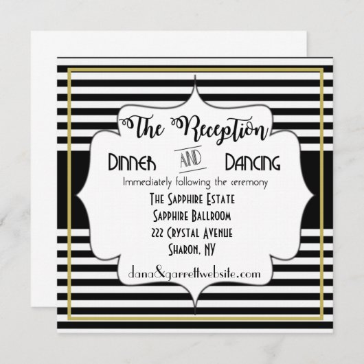 Gatsby Gouden Trouw Suite Ontvangst Details Inzet Kaart (Voorkant / Achterkant)