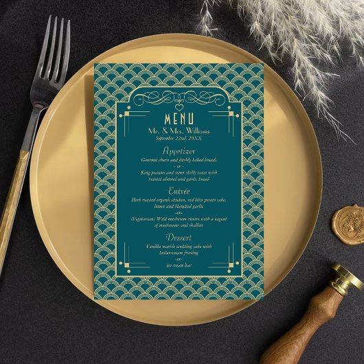 Gatsby-huwelijkscollectie in vintage Art Deco-stij Menu