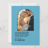 Gatsby-Inspired Art Deco Blue & Gold Wedding Photo Bedankkaart (Achterkant)