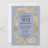 Gatsby jaren '20 Art Deco Blauw | Goud 30e verjaar Kaart (Voorkant)