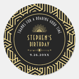 Gatsby Jaren 20 Art Deco Verjaardagsfeest Bedankt Ronde Sticker