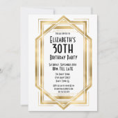 Gatsby jaren '20 Art Deco White | Goud 30e verjaar Kaart (Voorkant)