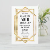 Gatsby jaren '20 Art Deco White | Goud 30e verjaar Kaart (Staand voorkant)