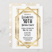 Gatsby jaren '20 Art Deco White | Goud 30e verjaar Kaart (Voorkant / Achterkant)