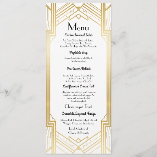 Gatsby Menu Bruiloftsreceptie 1920's Art Deco (Voorkant)